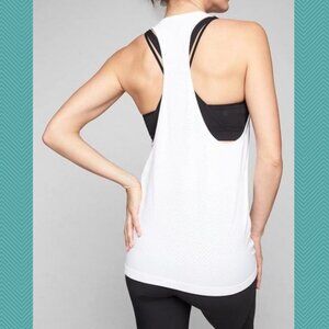 Athleta White Vented Perforated Crewneck Muscle Tank